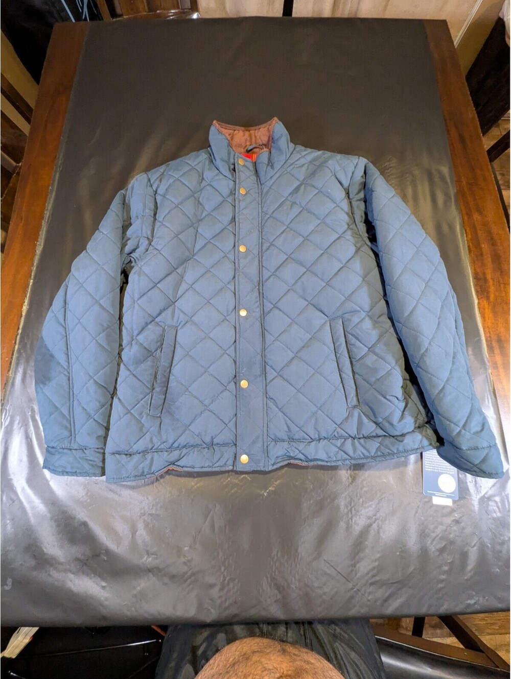 MENS SIZE 2XL CHEROKEE SUEDED TRIM BLUE DIAMOND QUILTED BARN JACKET LINED NWT